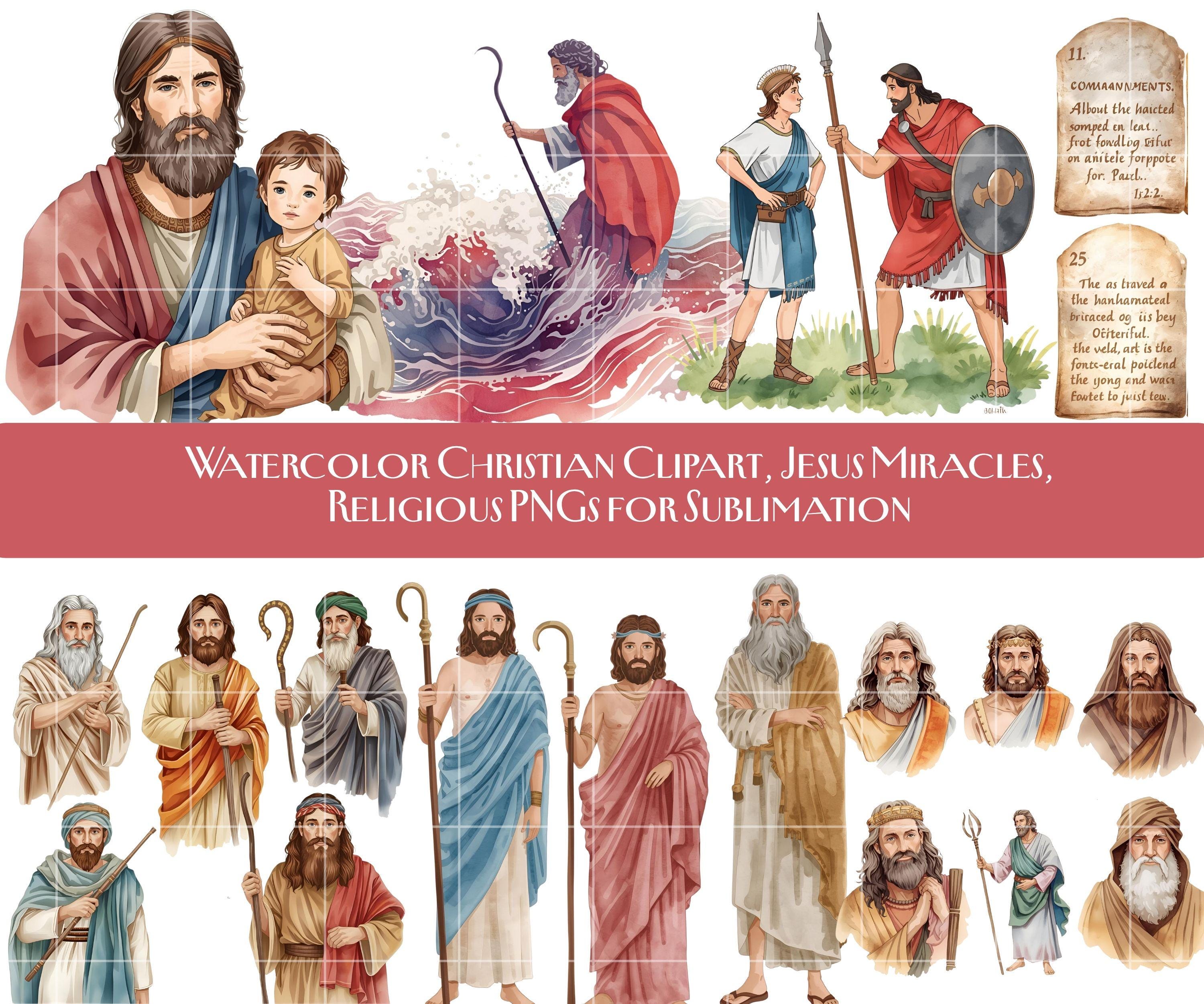 Bible Story Clipart Set – Old & New Testament PNG Bundle, Watercolor ...