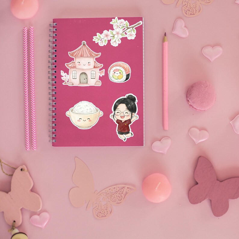 Asian Chibi Girl Clipart Set, Watercolor Pencil Style, Cute Planner ...