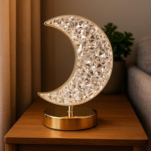 Half Moon Lamp  Lunar Night Light | Moon Phase Decor | Celestial Bedroom Light | LED Moon Lamp | Moon Wall Decor | Boho Home Gift