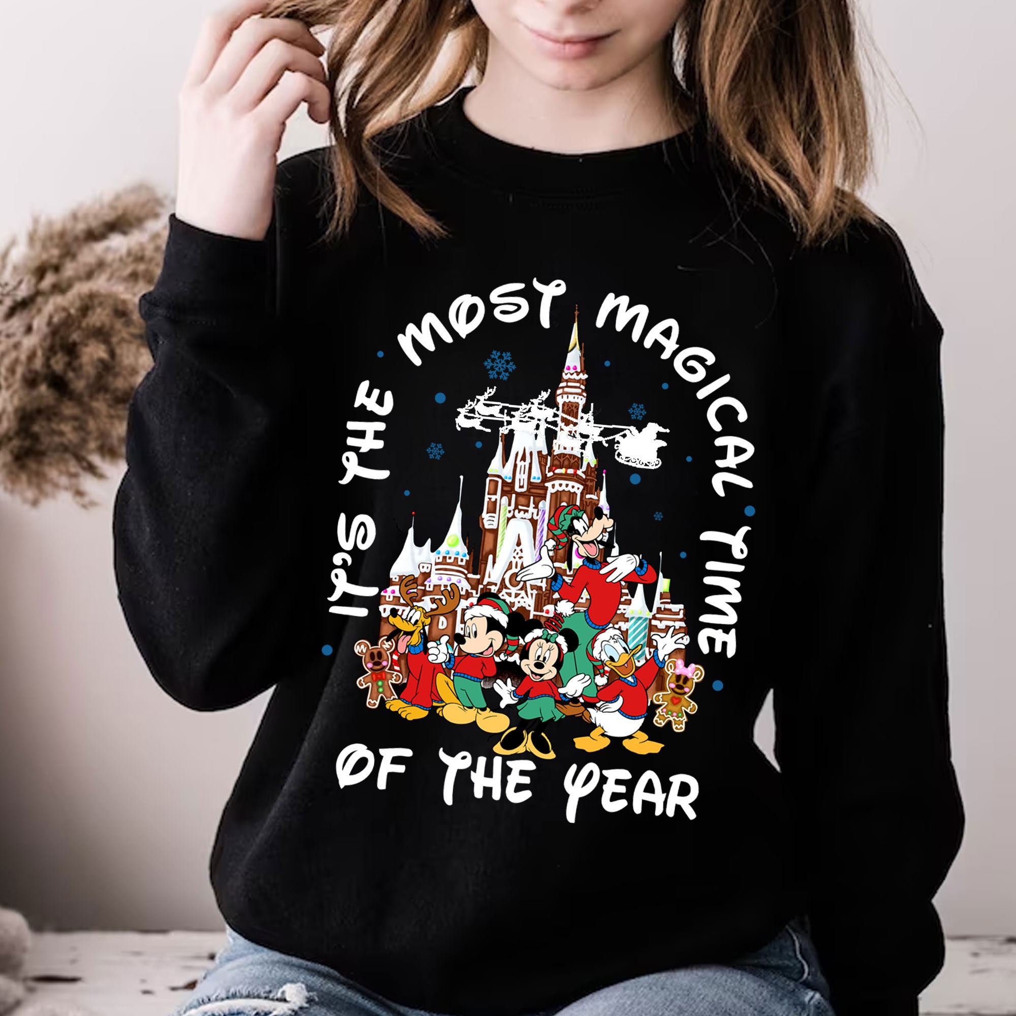 Discover Vintage It's The Most Magical Time Of The Year Sweatshirt, Christmas Disney Castle Sweatshirt, Christmas Mickey And Friends Shirt