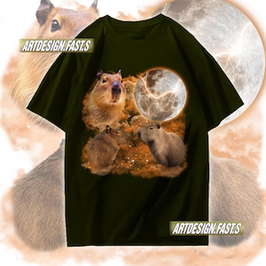 Three Capybara Vintage Galaxy tshirt,Capybaras Lover,Funny Animal Tee, Trendy Grey Shirt,Retro Moon Tshirt,Animal person gift, Raccoons tee