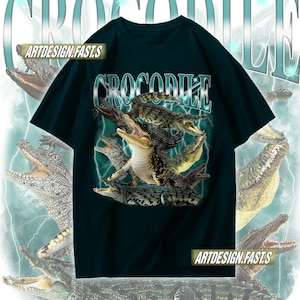 Alligator Shirt, Funny Meme Tee, Vintage Moonlit Tee, Reptile Gift for Men Women, Grunge Crocodile Y2K T-shirt, Animal Lover Top