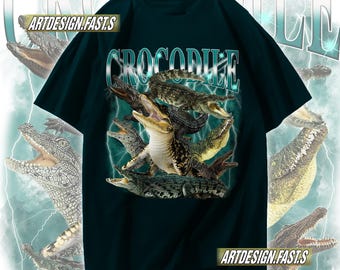 Alligator Shirt, Funny Meme Tee, Vintage Moonlit Tee, Reptile Gift for Men Women, Grunge Crocodile Y2K T-shirt, Animal Lover Top
