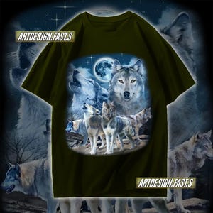 Wolf Family Howling Wild Free Wolves Pack Loyal Three Gray Wolf Dog Animal The Mountain Black Gift Cotton Adult T-Shirt Gift