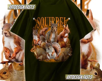 Squirrel Vintage Tshirt,  Squirrel Meme Shirt, Funny T-Shirt, Howling Squirrel Moon Unisex Cotton Tee Retro 90s Alien Shirt
