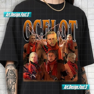 Ocelot Metal Gear Vintage T-shirt Spel T-shirt Vintage T-shirt T-shirt Present För Kvinnor och Man Unisex T-shirt
