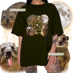 Rock Hyrax With The Moon Shirt, WAWA Hyrax Meme Shirt, Unhinged Vintage Tee, Hyrax Lover shirt, Animal Lover shirt, Trending Animal Meme