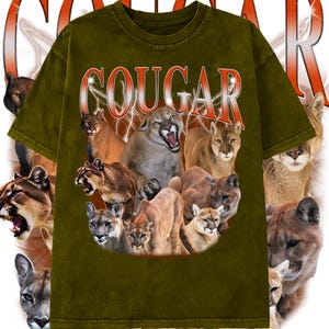 Comfort Colors Tee Cougar Vintage Graphic 90-tals T-shirt, Djurfoto Bootleg Rap Tee, SKRÄDDARSYDDA Din Egen Bootleg-Idé Här, Gougar Tee