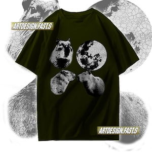 Three Capybara Vintage Galaxy tshirt,Capybaras Lover,Funny Animal Tee, Trendy Grey Shirt,Retro Moon Tshirt,Animal person gift, Raccoons tee