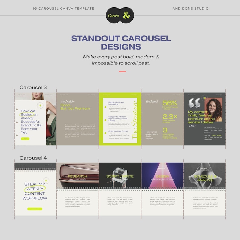 Instagram Carousel Canva Template for Digital Marketers, Bold Modern ...