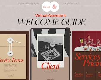 Virtual Assistant Welcome Packet Template for Client Onboarding Kit, VA Starter Pack Canva business ebook template, New Client Welcome Guide