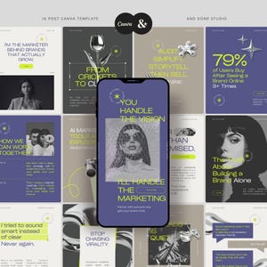 Sjabloon voor digitale marketeer Instagram-post voor marketingbureau, contentpakket sociale mediamanager, moderne, gewaagde typo social kit voor coaching