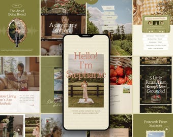 Slow Living Content Creator Instagram Post Template, Cottagecore IG Story Canva Template,  UGC Social Media Kit, Vintage Scrapbook IG Feed