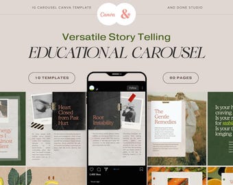 Educational Carousel Template for Coaches & Expert, Informative Instagram Post Templates for Therapist, Storytelling Carousel Post