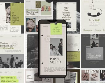 Redactionele Instagram-post voor creatief en marketingbureau, minimalistische moderne socialmediakit voor coaches Personal Brand, IG Canva-sjabloon