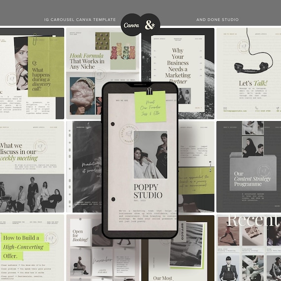 Editorial Instagram Post for Creative Marketing Agency, Minimalist Modern Social Media Kit for Coaches, Paper Archive Aesthetic Template, E1