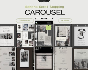 Instagram Carousel Post Template for Social Media Content, Marketing Agency Carousel Template Canva, Fashion Editorial Premium Template