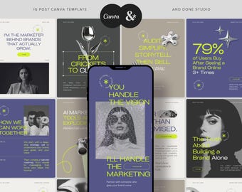 Digital Marketer Instagram Post Template for Marketing Agency, Social Media Manager Content Pack, Modern Bold Typo Social Kit for Coaching