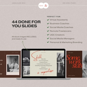 Presentazione in Canva per assistenti virtuali, modello di presentazione per il personal branding, proposta di slide editoriale audace per consulente creativo. immagine 3