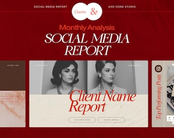 Social Media Report Canva Template, Digital Marketing Analytics Slidedeck, Client Monthly Instagram Insight Performance Report Presentation