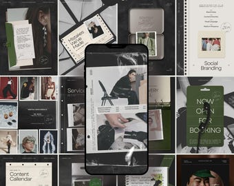 Luxuriöse Canva-Vorlage für Social-Media-Manager (für Dienstleister), stimmungsvolles redaktionelles Instagram-Post-Paket, Premium-Social-Media-Content-Kit für Schwarze