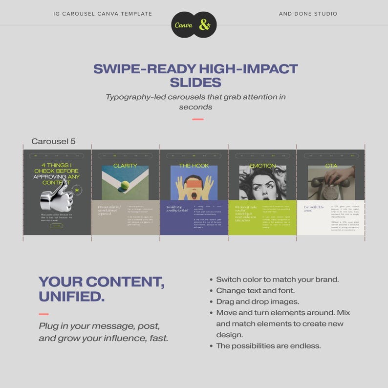 Instagram Carousel Canva Template for Digital Marketers, Bold Modern ...