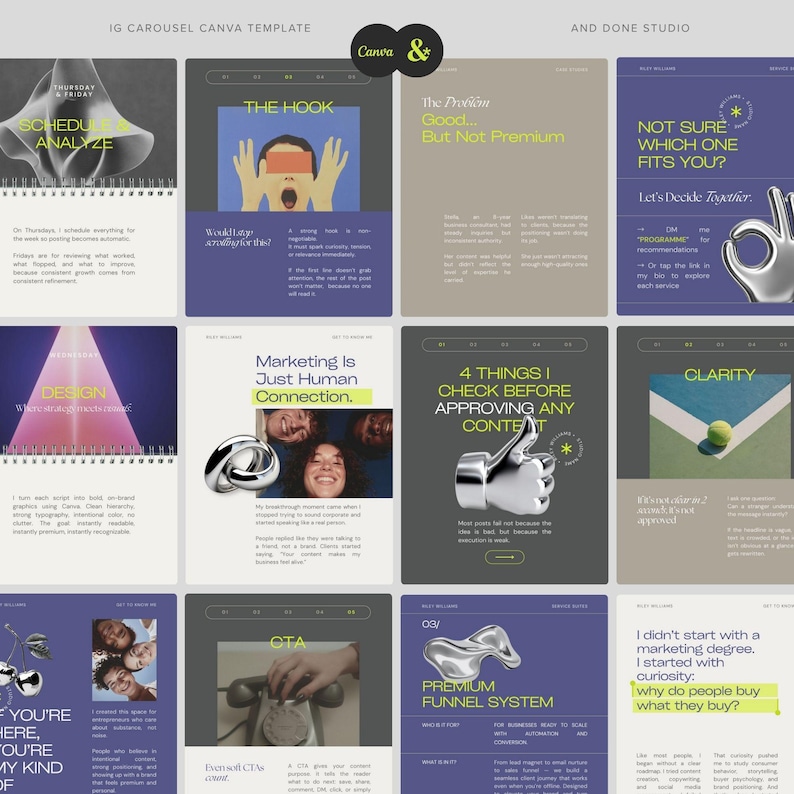 Instagram Carousel Canva Template for Digital Marketers, Bold Modern ...