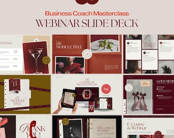 Webinar-Folienvorlage, Canva Masterclass Pitch Deck für Business-Coach-Präsentationen, Editorial Burgundy Online-Coaching-Kurs, F1