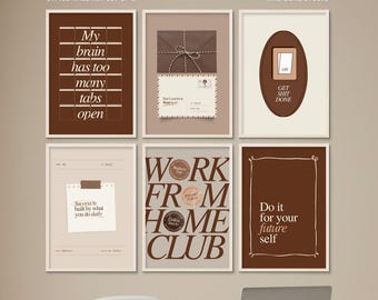 Soft Nude Motivational Quote Poster, Office Warming Gift, Work From Home Sign, Printable Home Office Wall Art Gallery Set, Lady Boss Decor