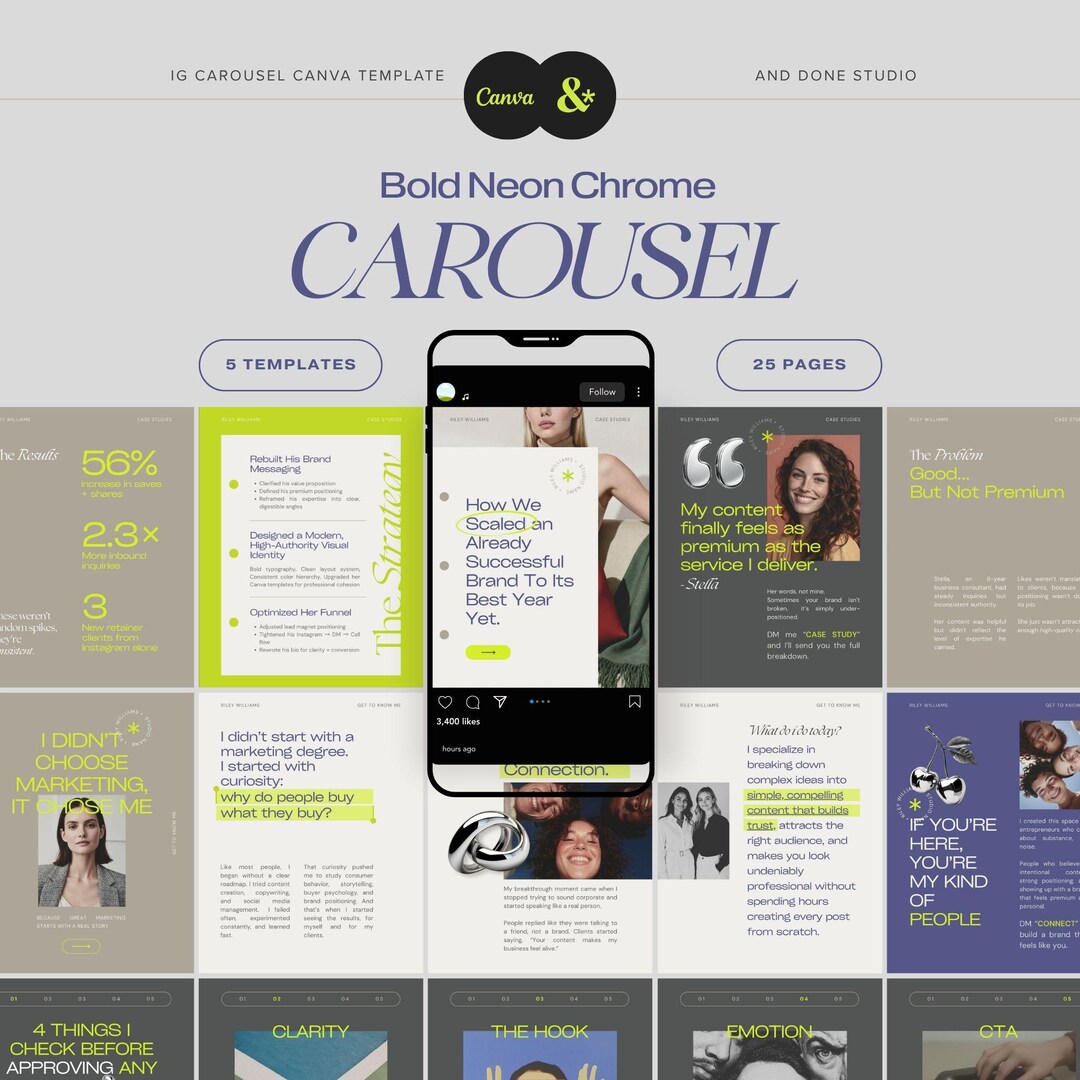 Instagram Carousel Canva Template for Digital Marketers, Bold Modern ...