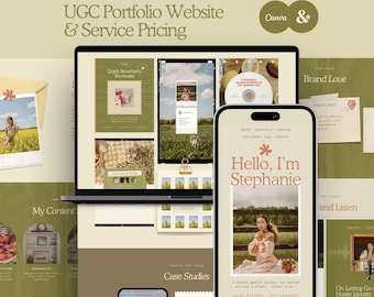 UGC-Portfolio-Vorlage für Content-Ersteller, Media-Kit, Portfolio-Vorlage für Social-Media-Manager (Canva-Website-Vorlage), Website für Service und Preise, C1