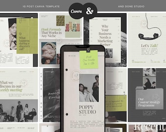 Editorial Instagram Post for Creative & Marketing Agency, Minimalist Modern Social Media Kit for Coaches Personal Brand, IG Canva Template