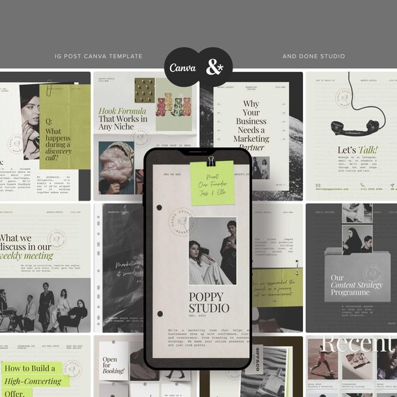 Editorial Instagram Post for Creative & Marketing Agency, Minimalist Modern Social Media Kit for Coaches Personal Brand, IG Canva Template