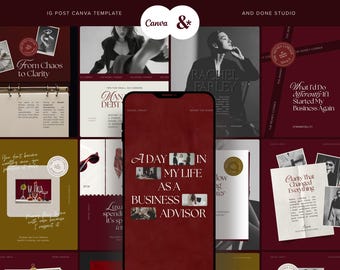 Finance Coach Instagram Template for Business Professional, Elegant Social Media Manager Post for Consultant, Dark Burgundy Instagram Story