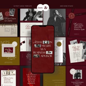 Plantilla de Instagram para asesor financiero profesional, publicación elegante para consultor de redes sociales, historia de Instagram en color burdeos oscuro.