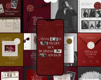 Instagram-Vorlage für Business-Coaches, Kursanbieter, eleganter Social-Media-Manager-Post für Berater, Instagram-Story in Dunkelburgunderrot, F1