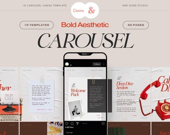Seamless Carousel Template for Instagram Virtual Assistant, Bold Red Personal Branding for Coach, Service Provider Freelancer Marketing