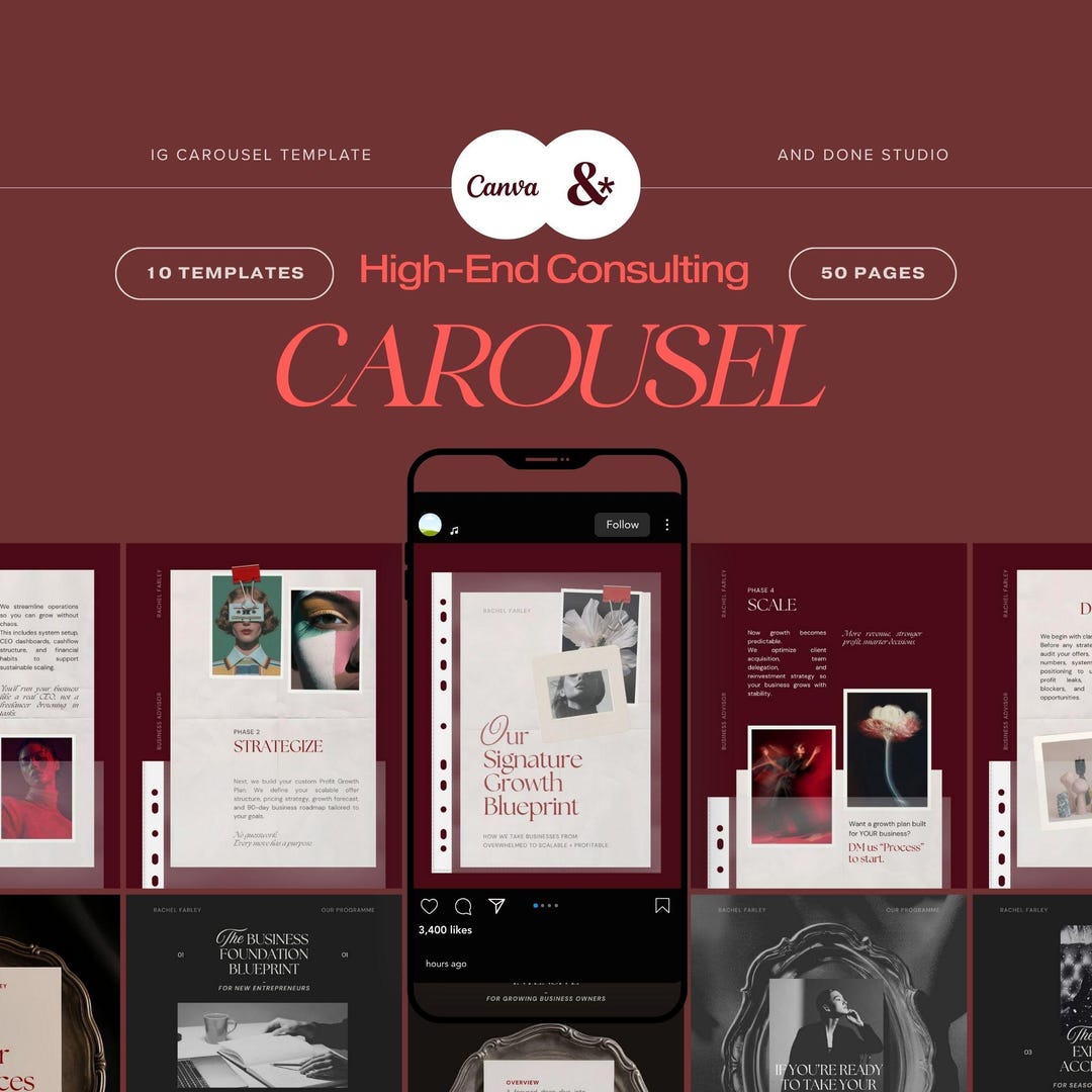 Elegant Business Coach Instagram Carousel Canva Template, High End ...