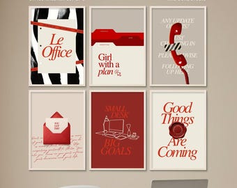 Home Office Wall Art Bundle, Printable Workspace Gallery Set, Motivational Quote Poster, Minimalist office print, Entrepreneur office decor