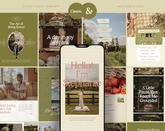 Slow Living Content Creator Instagram Post Template, Cottagecore IG Story Canva Template,  UGC Social Media Kit, Vintage Scrapbook IG Feed