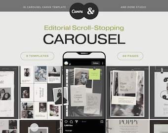 Instagram Carousel Post Template for Social Media Content, Marketing Agency Carousel Template Canva, Fashion Editorial Premium Template