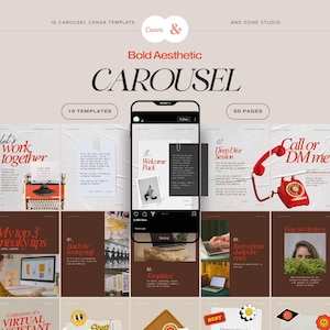 Seamless Carousel Template for Instagram Virtual Assistant, Bold Red Personal Branding for Coach, Service Provider Freelancer Marketing