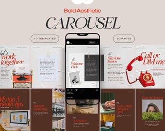 Seamless Carousel Template for Instagram Virtual Assistant, Bold Red Personal Branding for Coach, Service Provider Freelancer Marketing