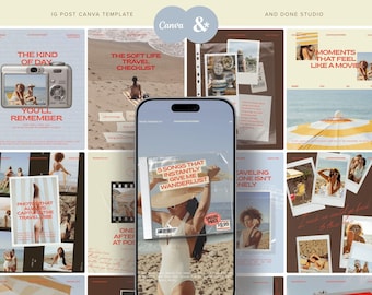 Travel Instagram Template, Tropical Instagram Feed, Summer Vacation Content Bundle, Lifestyle Influencer Social Media Kit, Adventure Post
