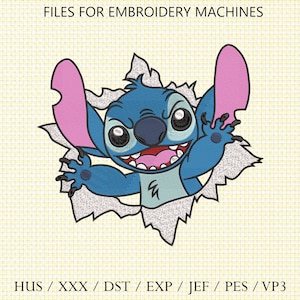 Stitch Embroidery Design, Stitch Embroidery Machine File, Cute Baby Stitch Heart Machine Embroidery Files, 6 SIZE, Download now