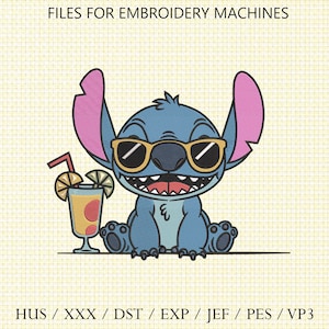 Stitch Embroidery Design, Stitch Lilo Embroidery Machine File, Cute Baby Stitch Heart Embroidery, 6 SIZE, Download