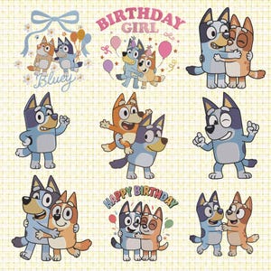 Bluey embroidery design, cartoon dog machine embroidery, Bluey and Bingo balloons pattern, kids shirt embroidery, digital file