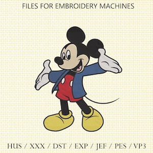 Mickey Mouse Embroidery Design, Mickey Mouse Embroidery, Cartoon Character Embroidery Pattern, Machine Embroidery File, Instant Download