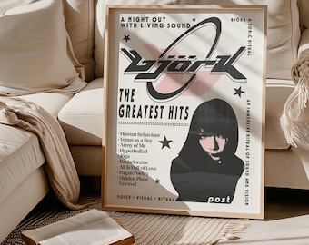 Vintage Bjork Music Vertical Poster | Music Wall Art, Retro Room Decor