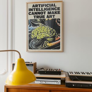 AI Cannot Make True Art Digital Download, Vintage Wall Art Print, Retro Poster Design, Digital poster Download, aesthetic poster